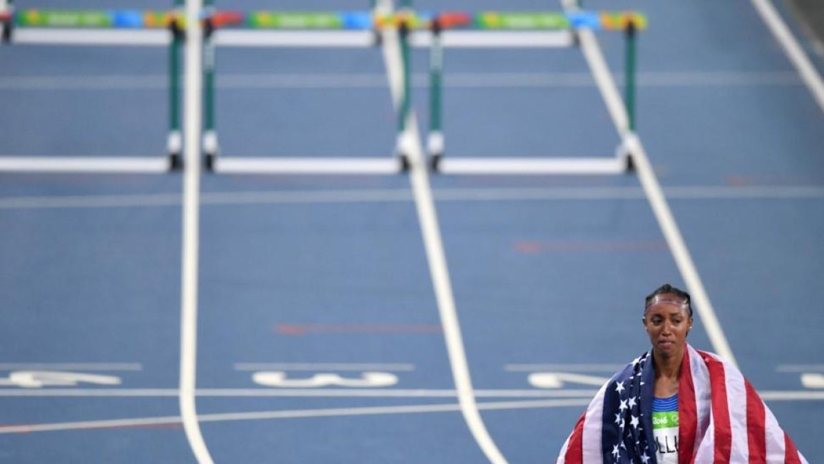 Brianna Rollins, tras ganar la medalla de oro en Río.