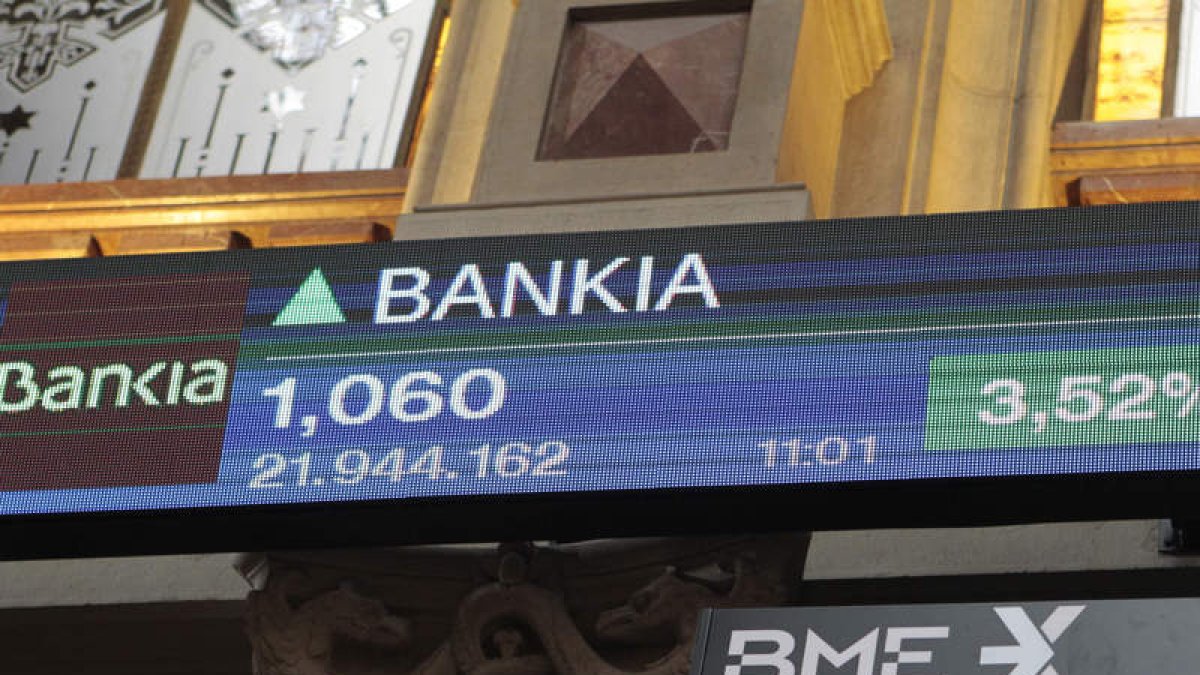 Cotización de Bankia en la bolsa de Madrid. JAVIER TORMO