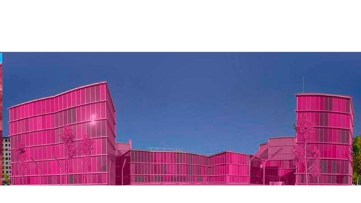El edificio del Musac pintado de rosa figura en el cartel diseñado por MAV para reivindicar más mujeres artistas en los museos. MAV