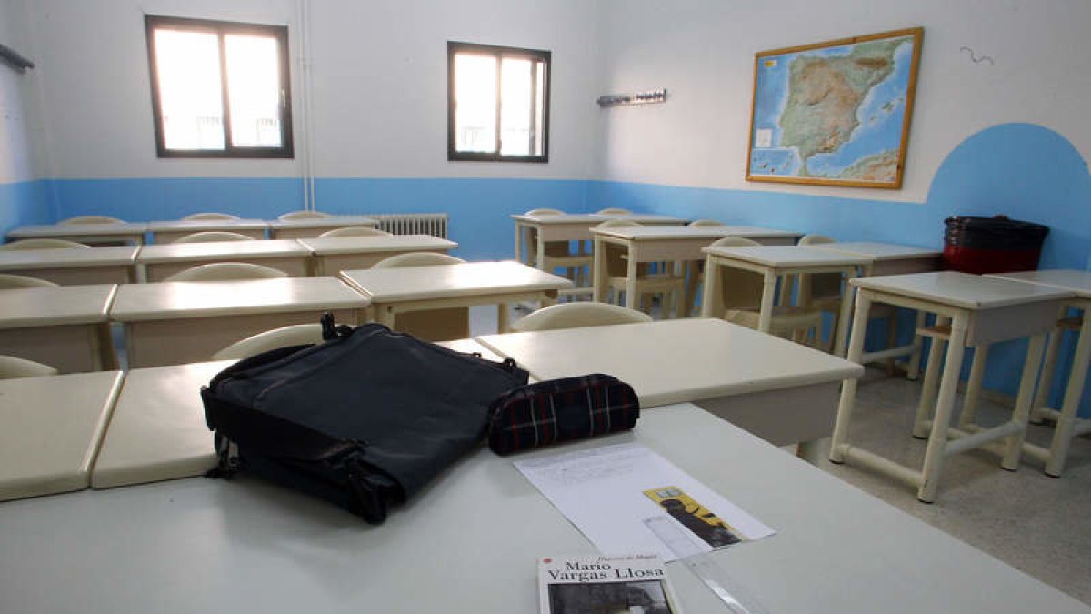 Un aula de la prisión de Villahierro situada en Mansilla de las Mulas. RAMIRO