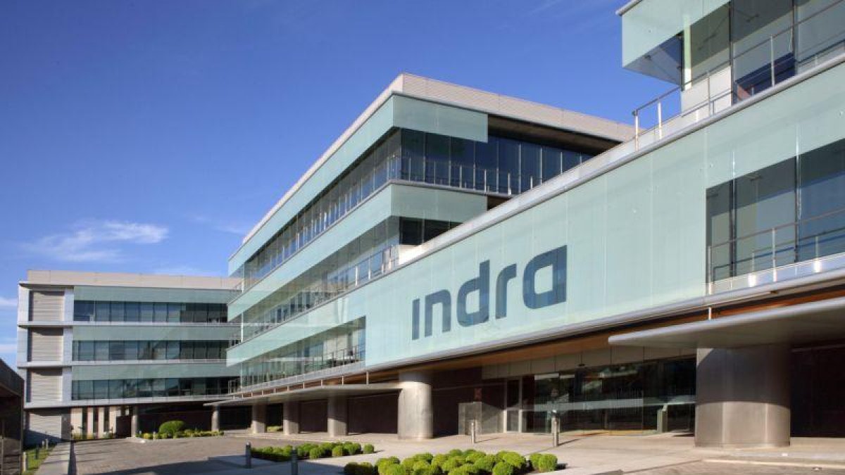 Imagen de la sede central de la multinacional española Indra en Alcobendas (Madrid).