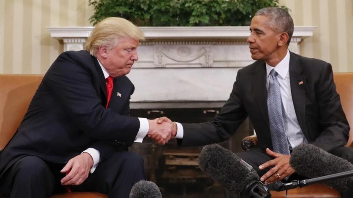 Trump y Obama, el 10 de noviembre del 2016, durante un encuentro en la Casa Blanca tras la victoria del primero en las elecciones.