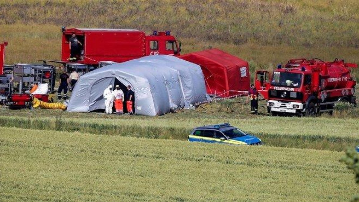 Lugar donde el helicóptero ha chocado contra el suelo cerca de la ciudad de Hamelin.