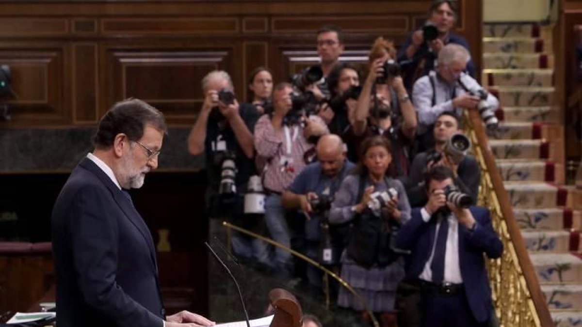 Rajoy durante su intervención en el Congreso.