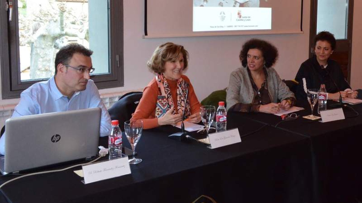 Roberto Fernández, Eva Granado, Ana Gaitero y Concha Casado durante la conferencia. CASTRO