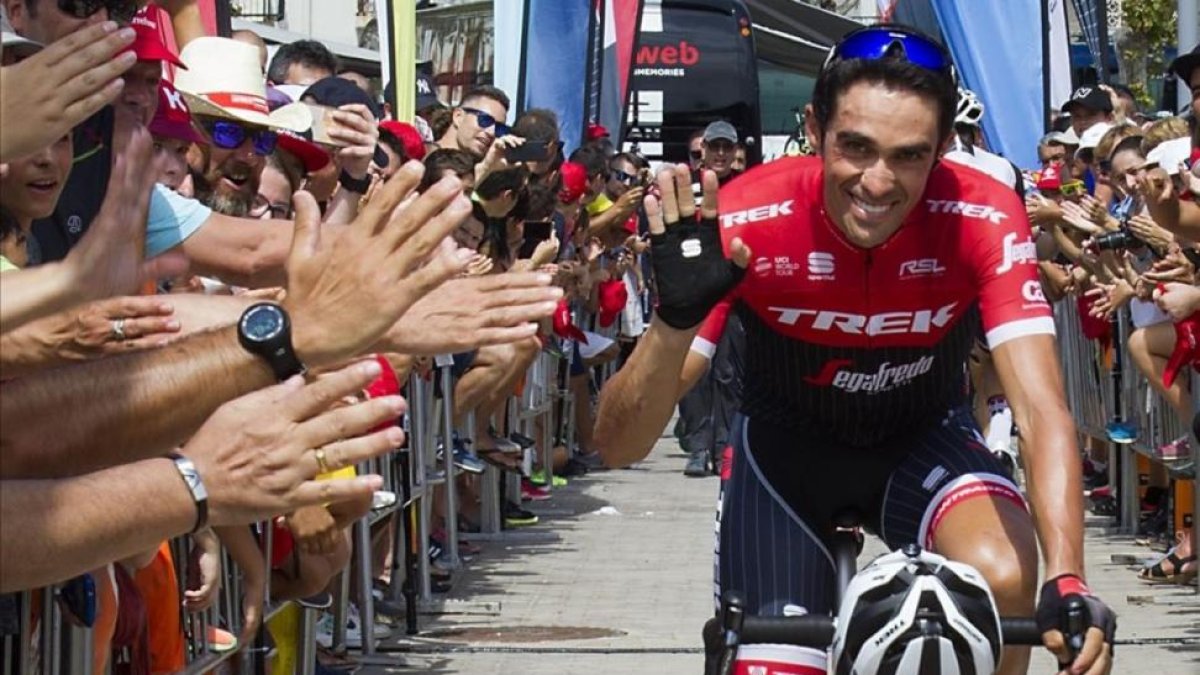 Alberto Contador, en la Vuelta de este año, en la que se retira del ciclismo profesional