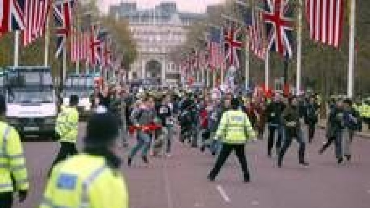 Un momento de la protesta en contra de la visita de Bush a Londres