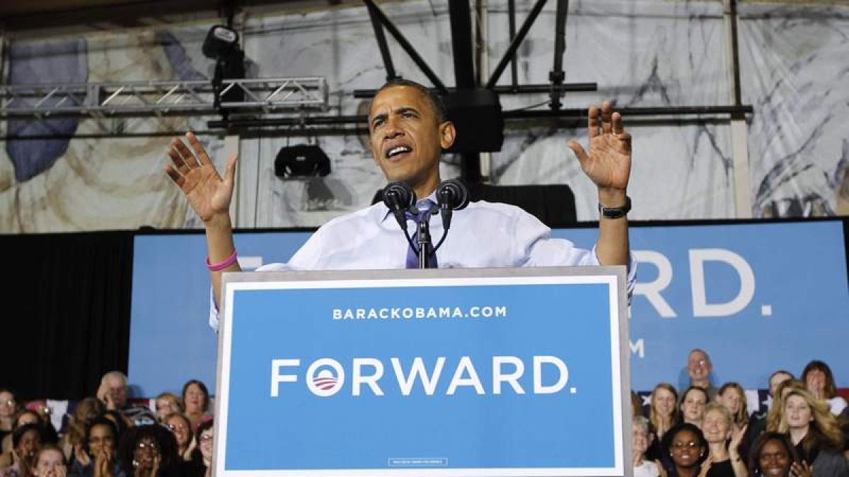 Barack Obama, durante una intervención de su campaña electoral en Iowa.