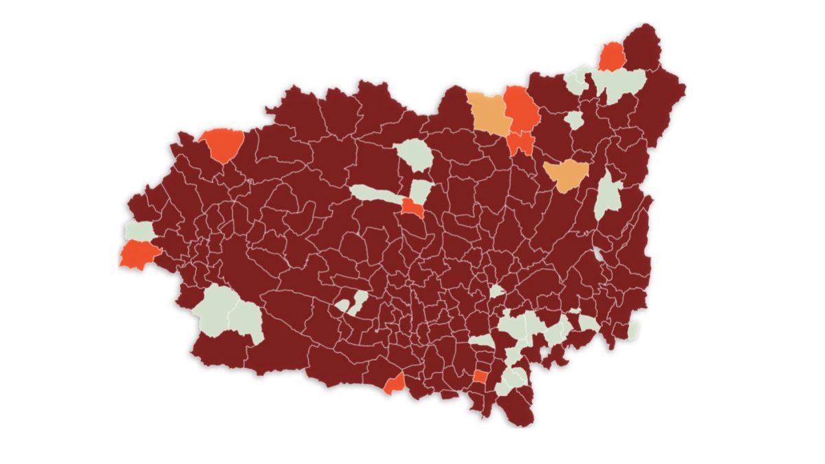 Mapa de incidencia del covid hoy, municipio a municipio. MIGUEL ARGÜELLO