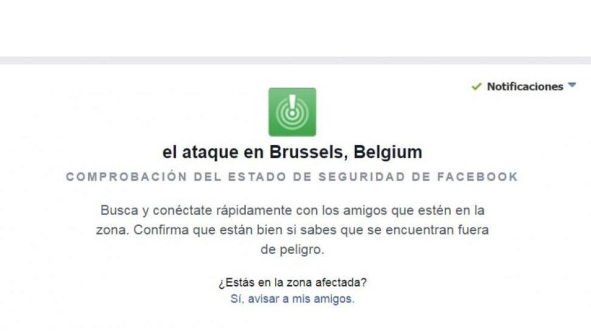 Facebook activa el botón de seguridad tras las explosiones de Bruselas.