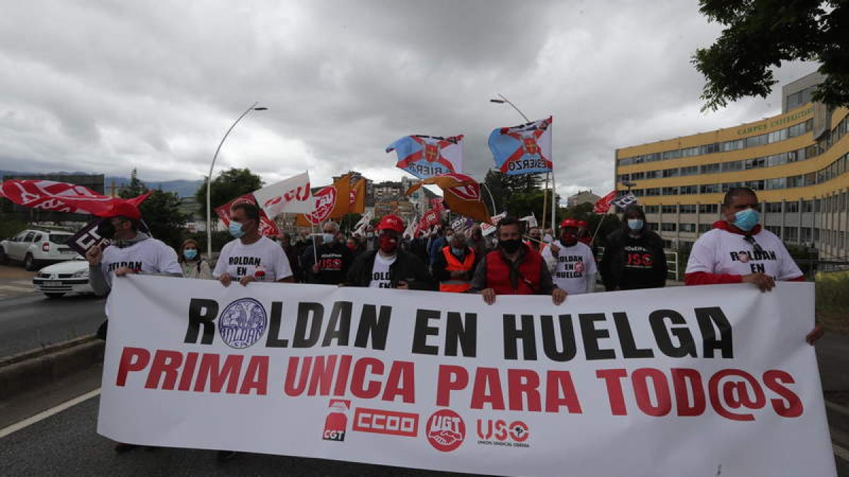 Manifestantes de Roldán a la altura del Campus universitario el pasado 21 de mayo. ANA F. BARREDO