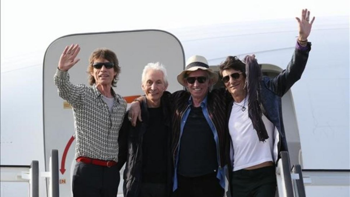 Los Rolling Stones a su llegada a La Habana.