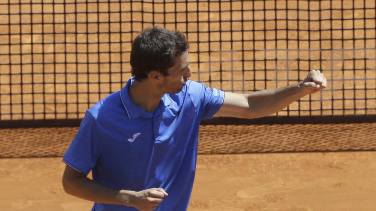 Albert Ramos celebra su triunfo sobre Marin Cilic en Montecarlo.