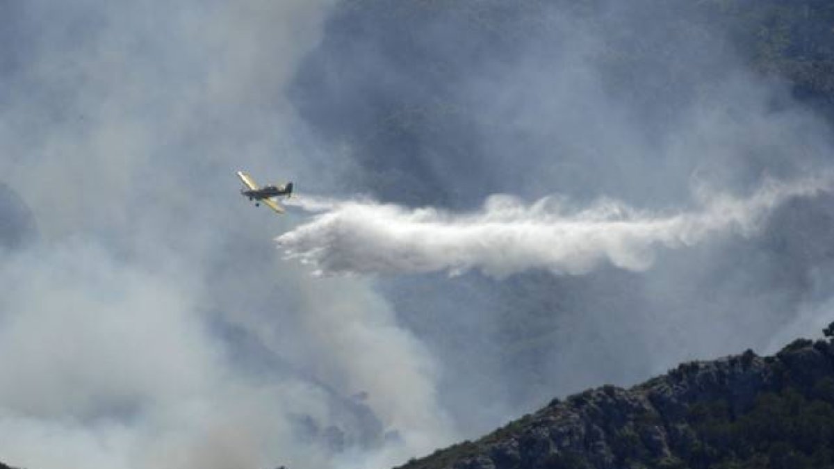 Incendio forestal en la zona de la Serra de Cardo.