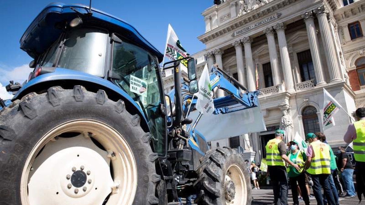 Protestas ante el Ministerio de Agricultura. efe