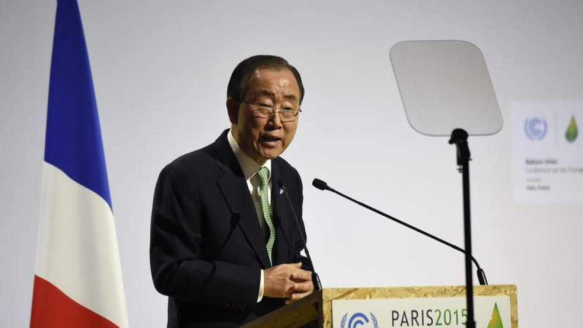 El secretario general de la ONU, Ban Ki-moon, pronuncia su discurso.