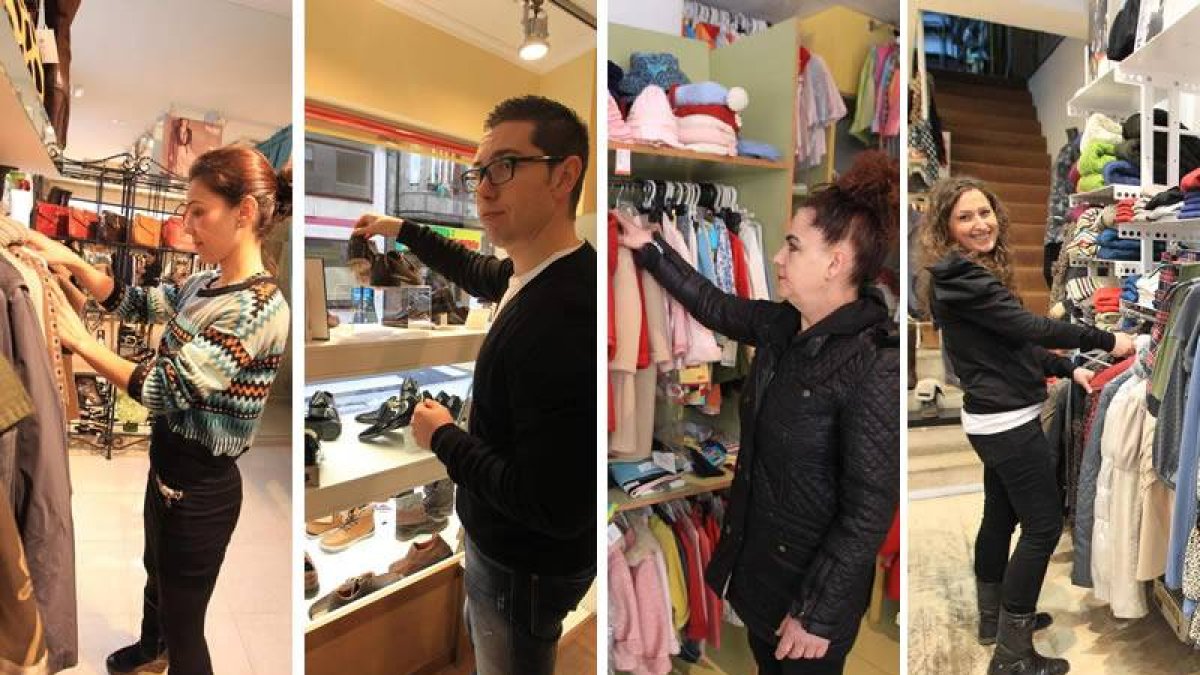 Elizabeth Ferrero, Javier Pérez, Luisa Quirante y Belén Álvarez, cuatro comerciantes de Ponferrada que confían en una mejoría.