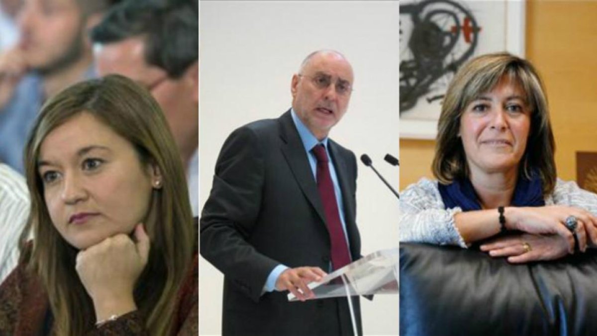 Los tres miembros actuales de la Mesa del comité federal del PSOE: Verónica Pérez, Rodolfo Ares, Núria Marín.