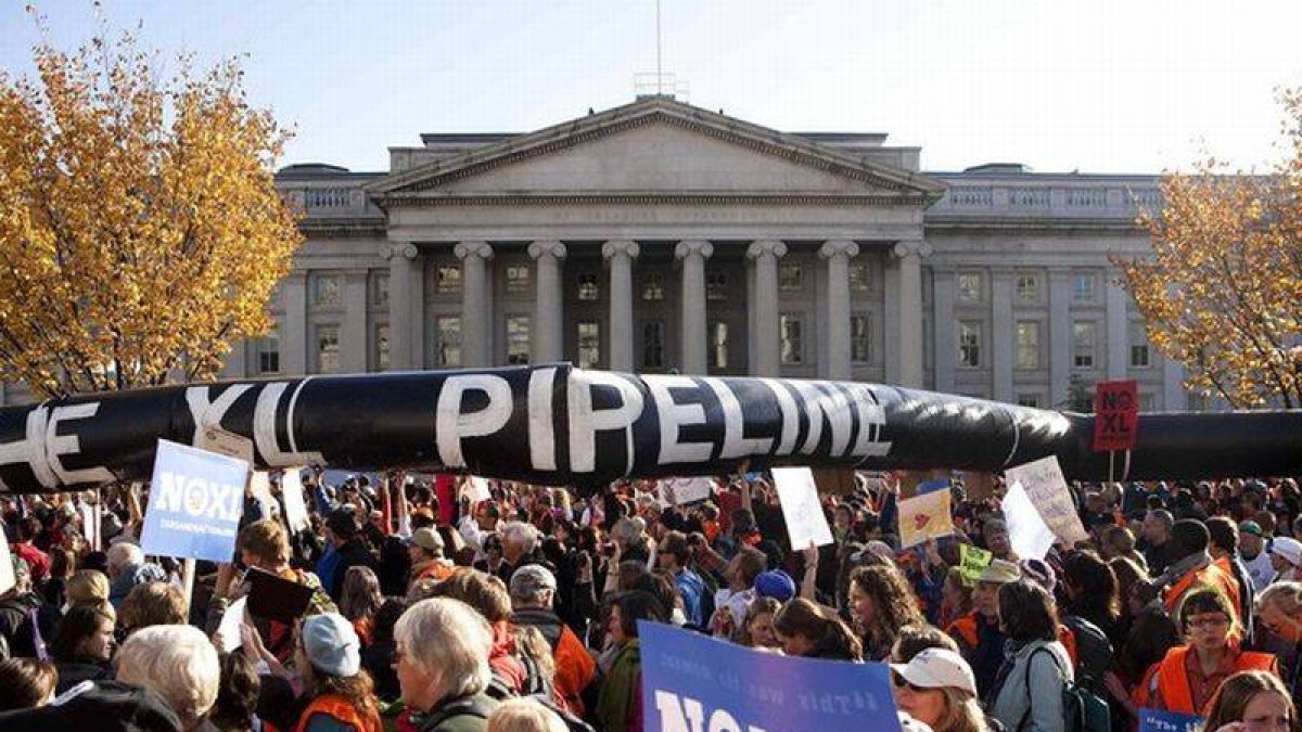 Manifestación en contra del oleoducto Keystone XL, el pasado 6 de noviembre en Washington.
