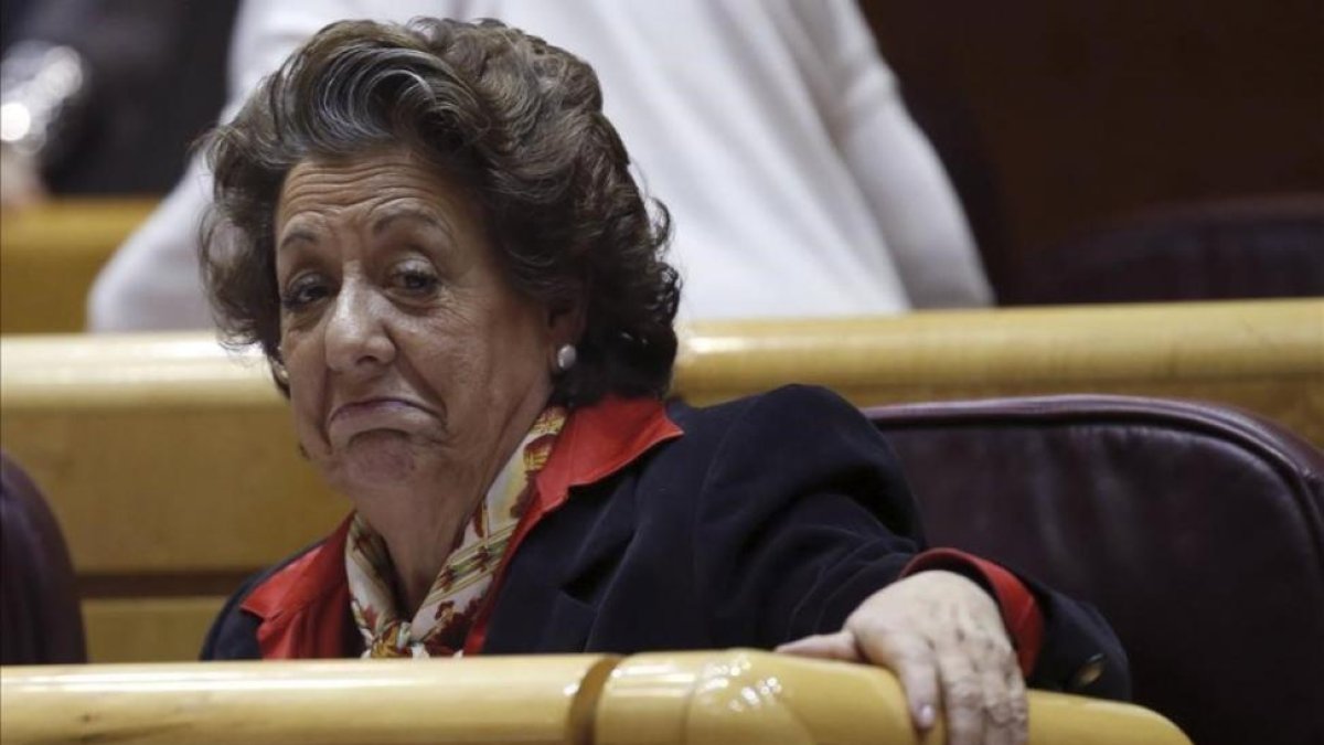 Rita Barberá, en el Senado, el 15 de marzo.