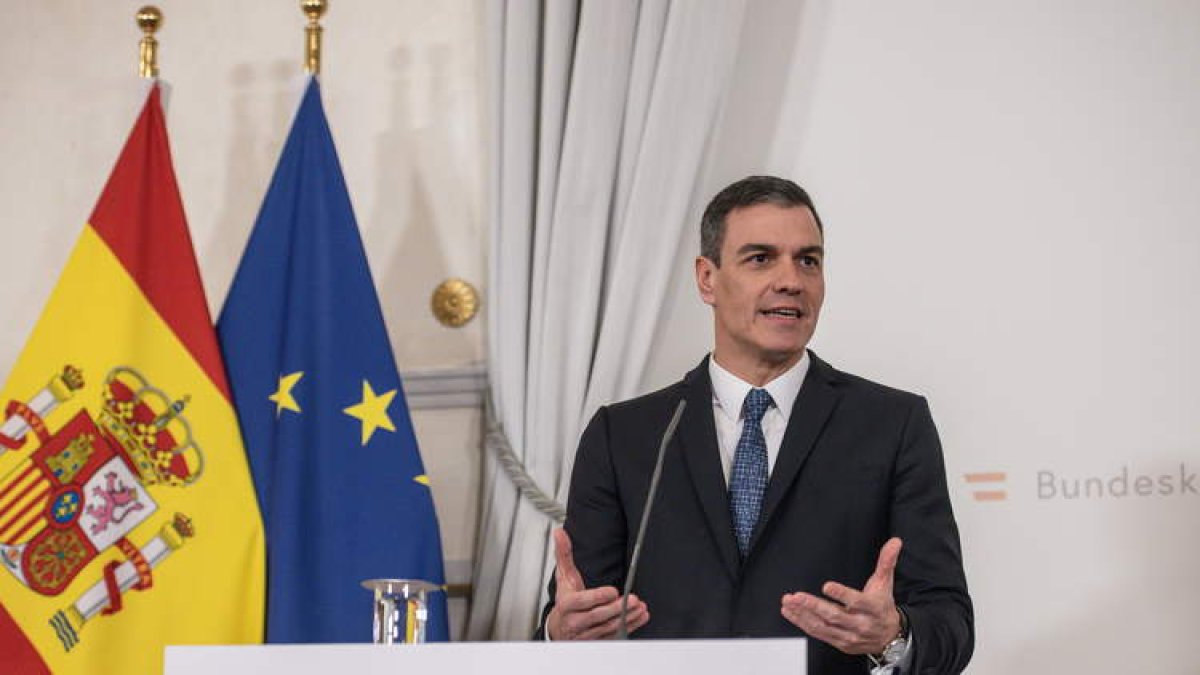 Imagen del presidente del Gobierno, Pedro Sánchez, ayer en Viena. CHRISTIAN BRUNA