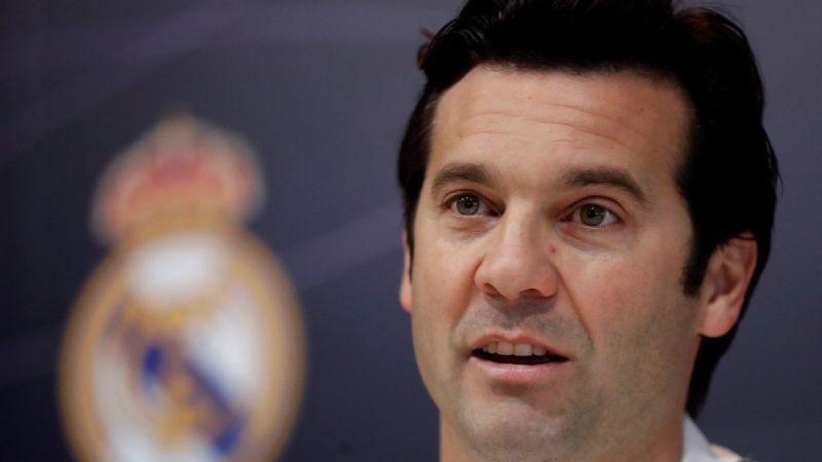 Santiago Solari, técnico del Madrid, en rueda de prensa.