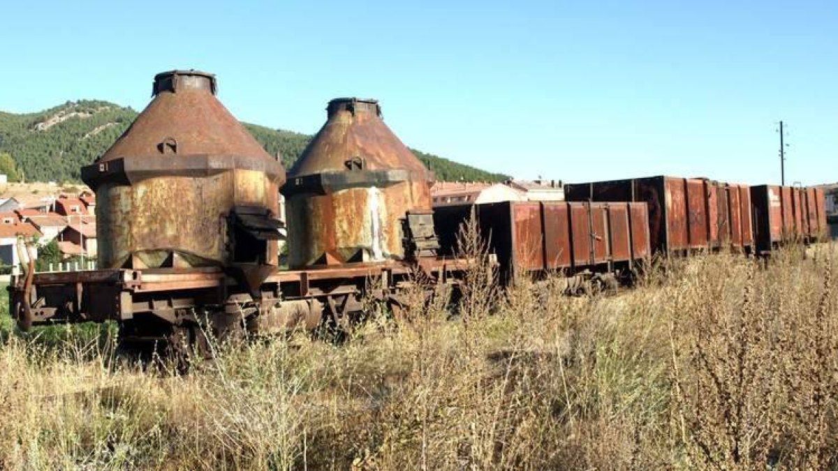Los vagones se encuentran en la vía minera de Hulleras de Sabero y se están deteriorando con el paso del tiempo.