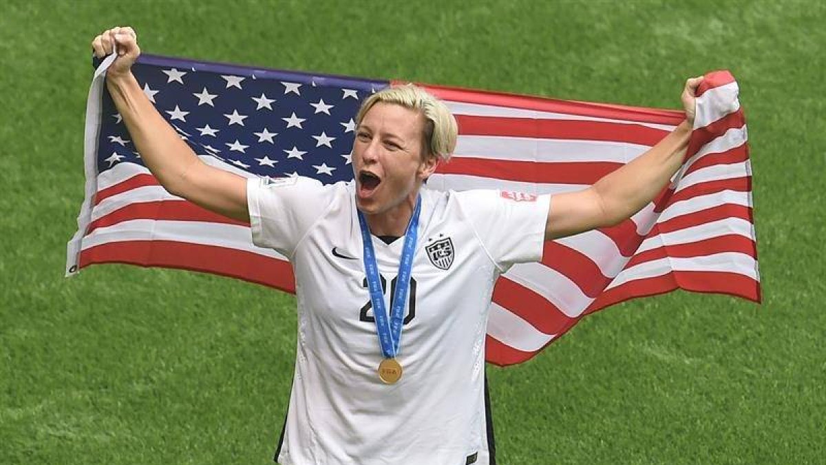 Abby Wambach celebra el triunfo de su selección.