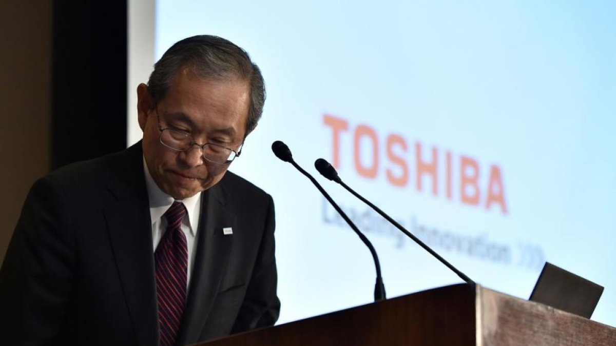 Satoshi Tsunakawa, presidente de Toshiba, este 14 de marzo del 2017.