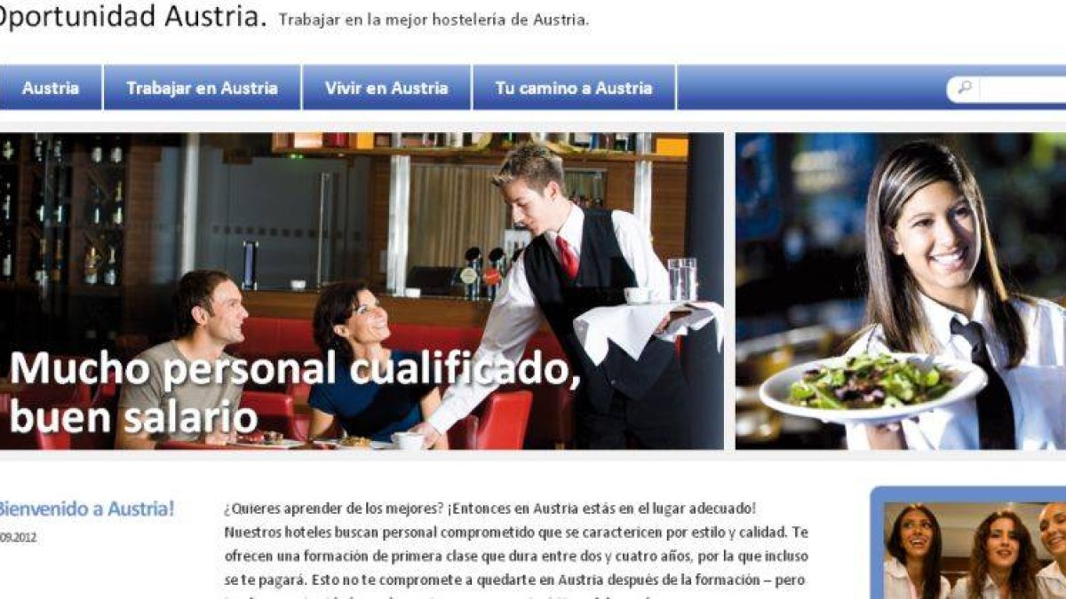La web austriaca, en español, donde se ofertan puestos de trabajo y formación para jóvenes.
