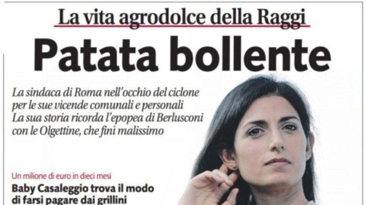 Imagen de la portada del diario italiano Libero en el que llama a la alcaldesa de Roma "Patata Caliente".