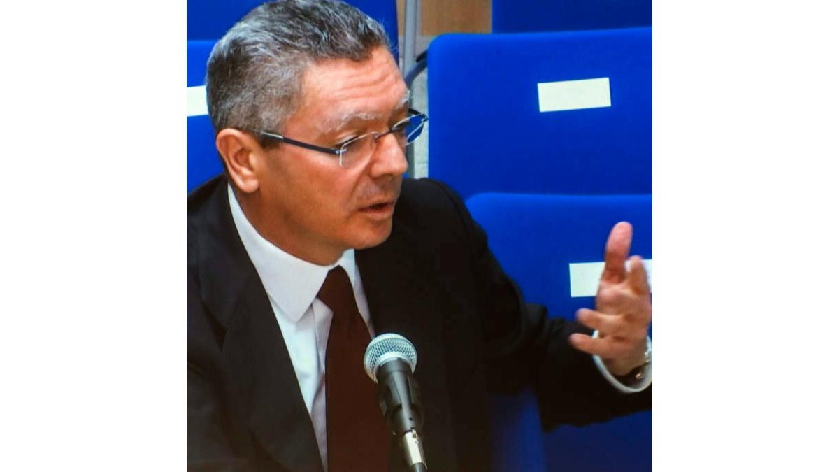Alberto Ruiz-Gallardón durante su declaración. CATI CLADERA