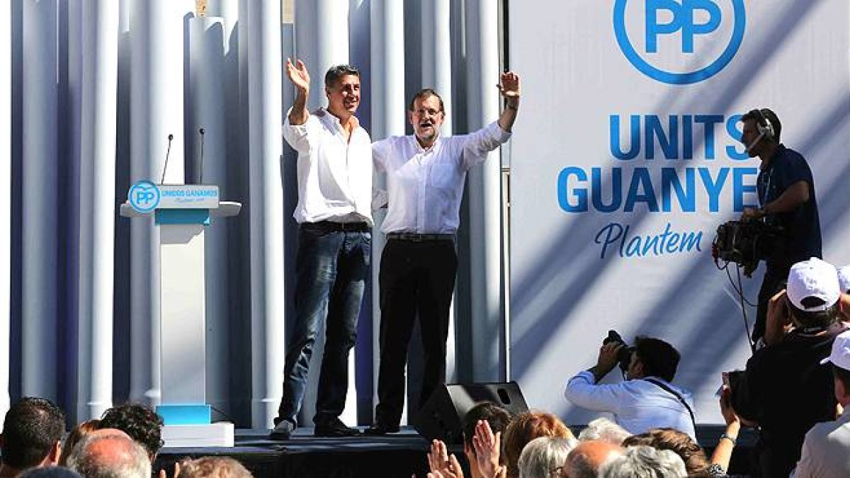 Mariano Rajoy en su discurso de apoyo a Xavier García Albiol en el mitin del PP en Badalona.