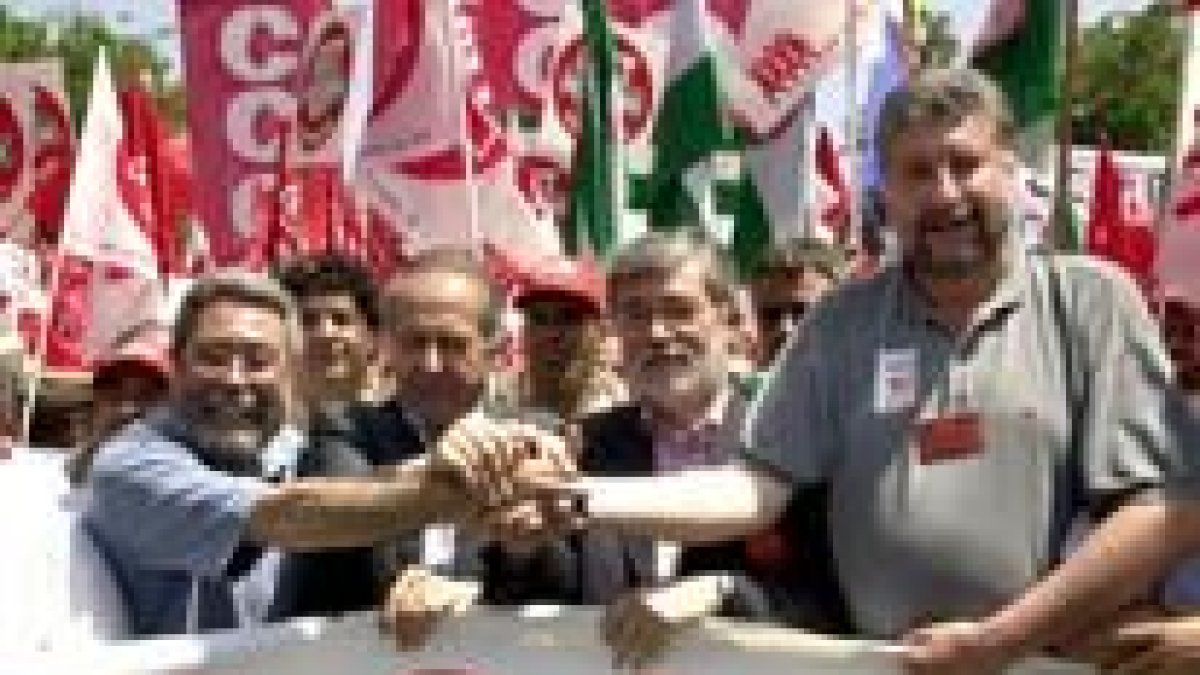 Los representantes de los sindicatos españoles durante la última huelga general