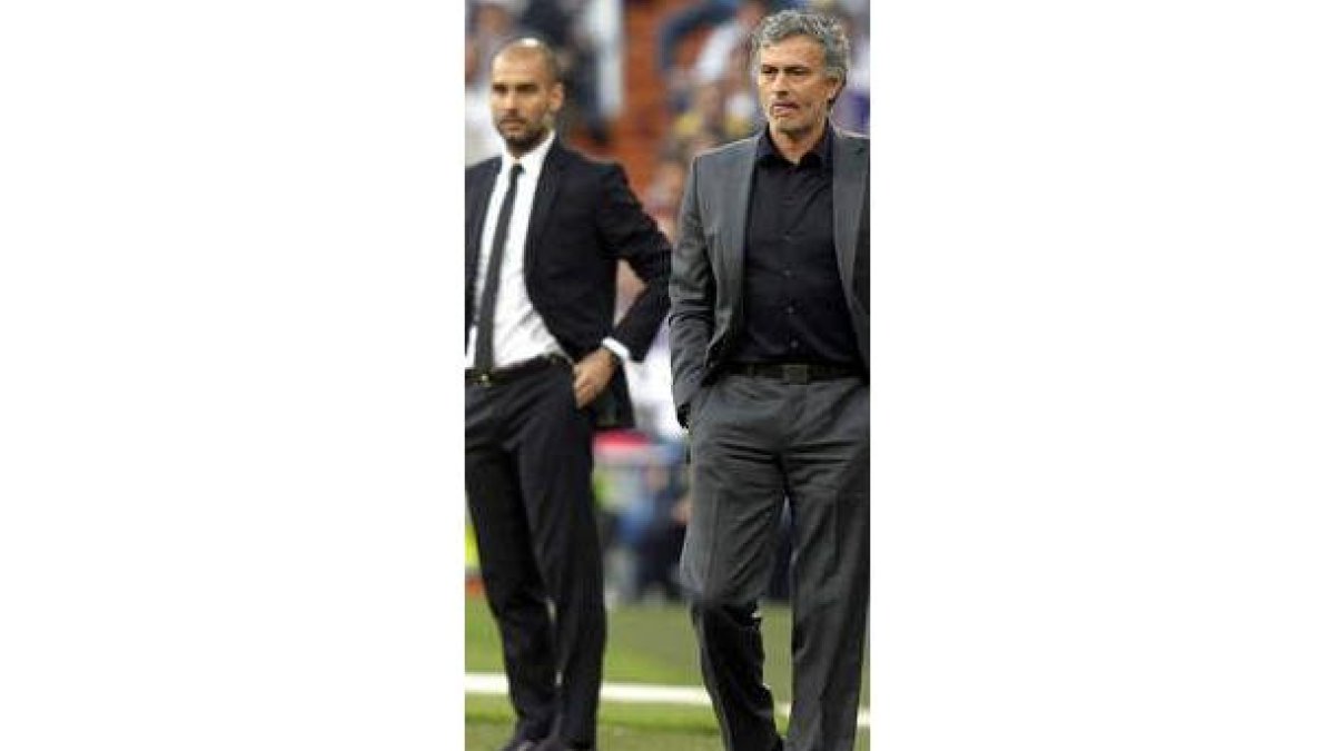 Guardiola y Mourinho, en partido de Champions.