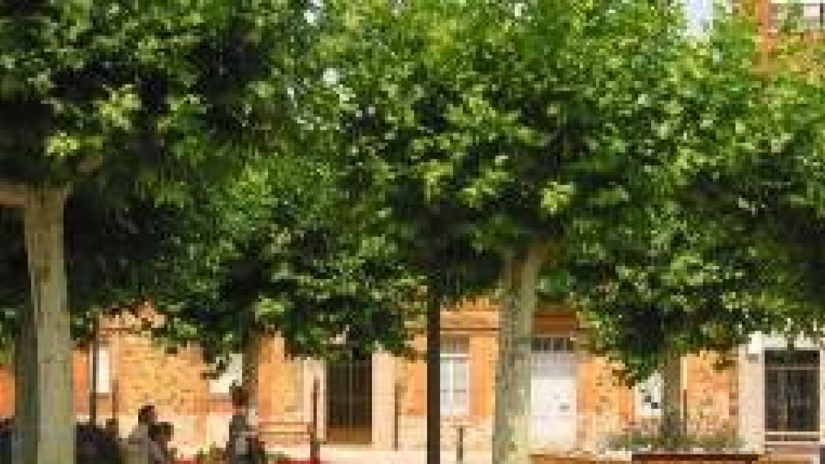 La sombra que ofrecen los árboles de esta plaza invita a un descanso durante estos días de calor