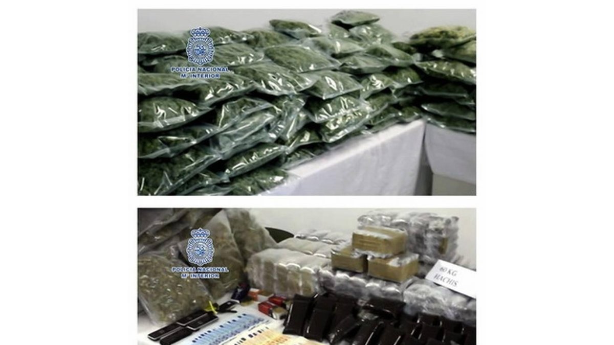 La Policía Nacional ha incautado 110 kilos de cogollos de marihuana con destino a Reino Unido.