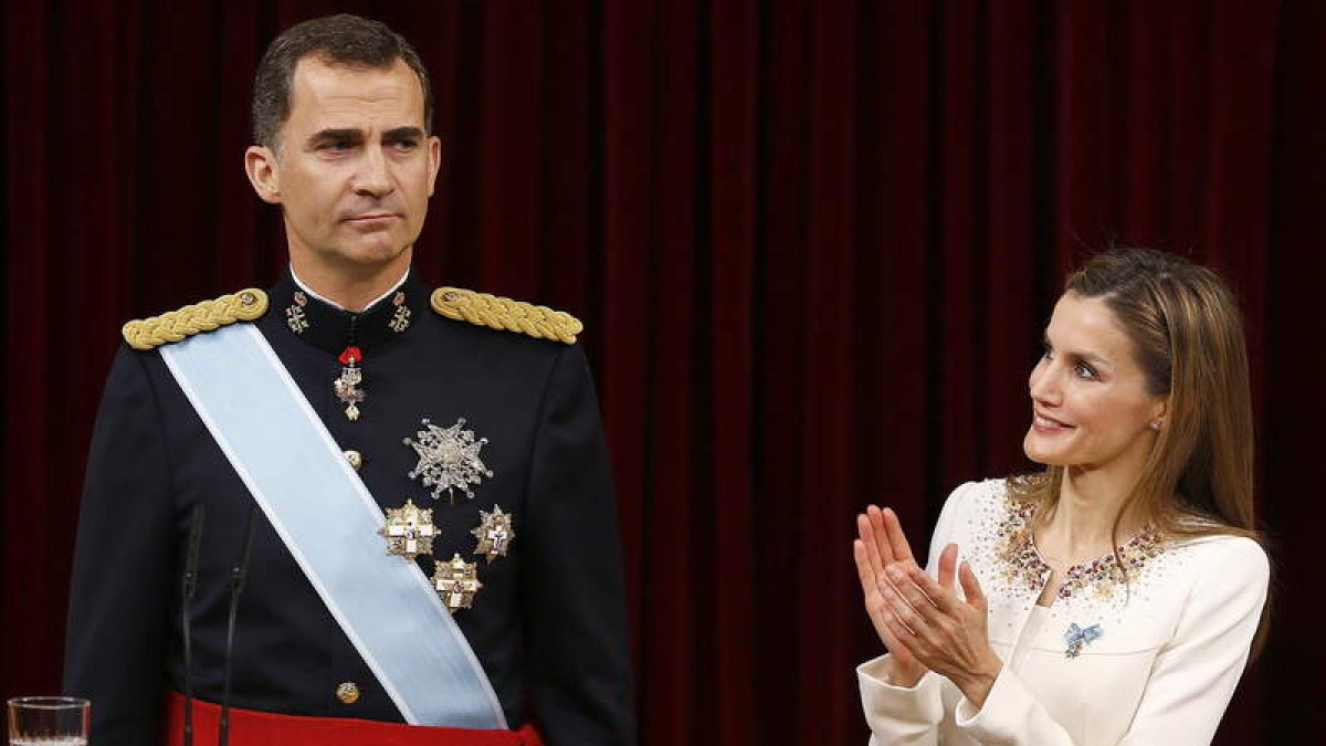 Don Felipe y doña Letizia, el pasado jueves, en el acto de proclamación del príncipe como nuevo rey de España.