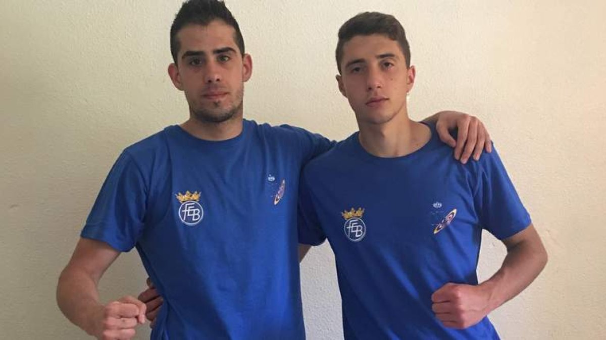 Los boxeadores leoneses F. Pazo y Rubén Castellanos. DL