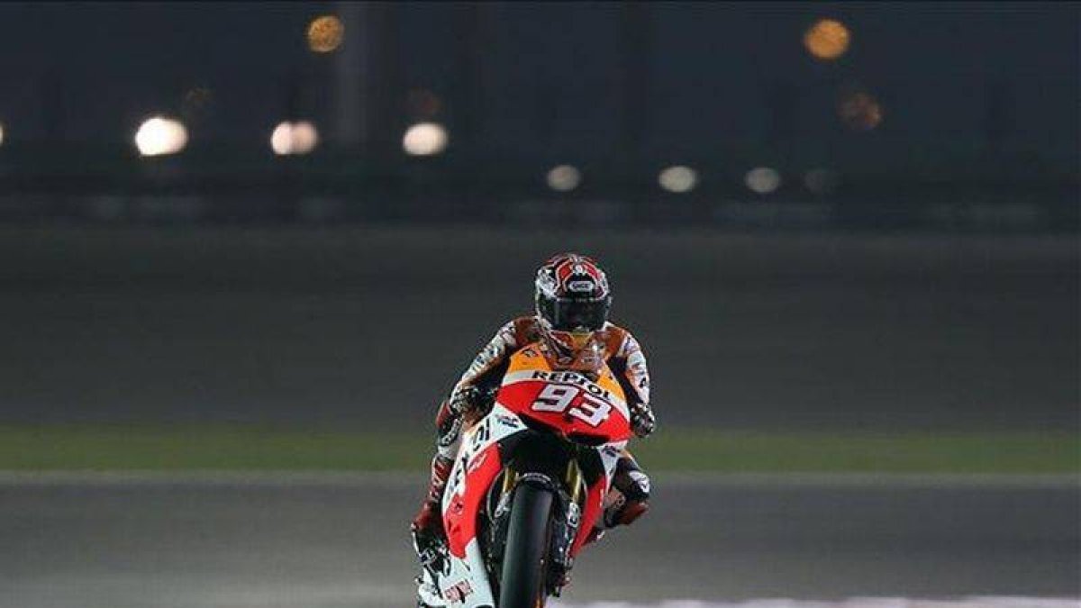 Marc Márquez, piloto de MotoGP del equipo de Repsol Honda, en los entrenamientos del GP de Qatar.