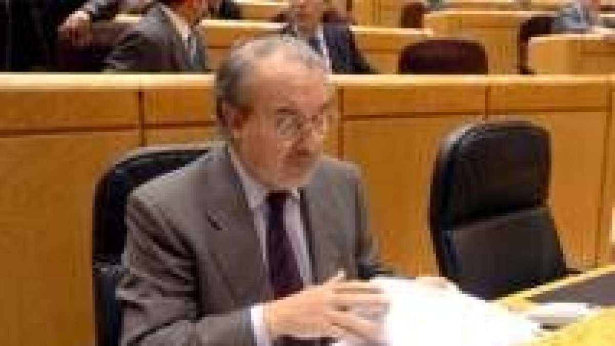 Pedro Solbes, en el pleno del Senado donde se debatió el Proyecto de Ley de Presupuestos Generales