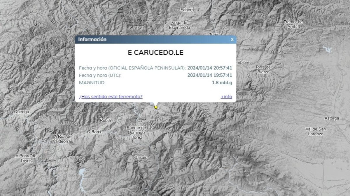 Terremoto registrado en Carucedo. DL
