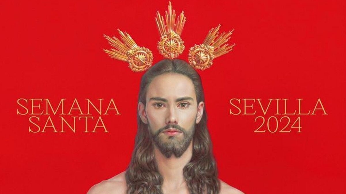 Corte superior del cartel de la Semana Santa de Sevilla 2024. SALUSTIANO