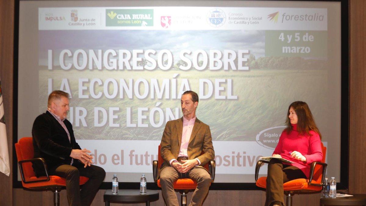 Santiago Sánchez y Pedro Álvarez Ric, junto a Pilar Infiesta en la mesa redonda 