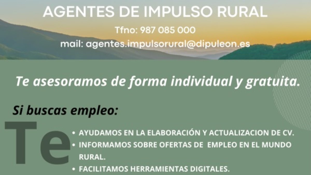 Cartel difundido por la Diputación de León sobre el empleo en el medio rural.