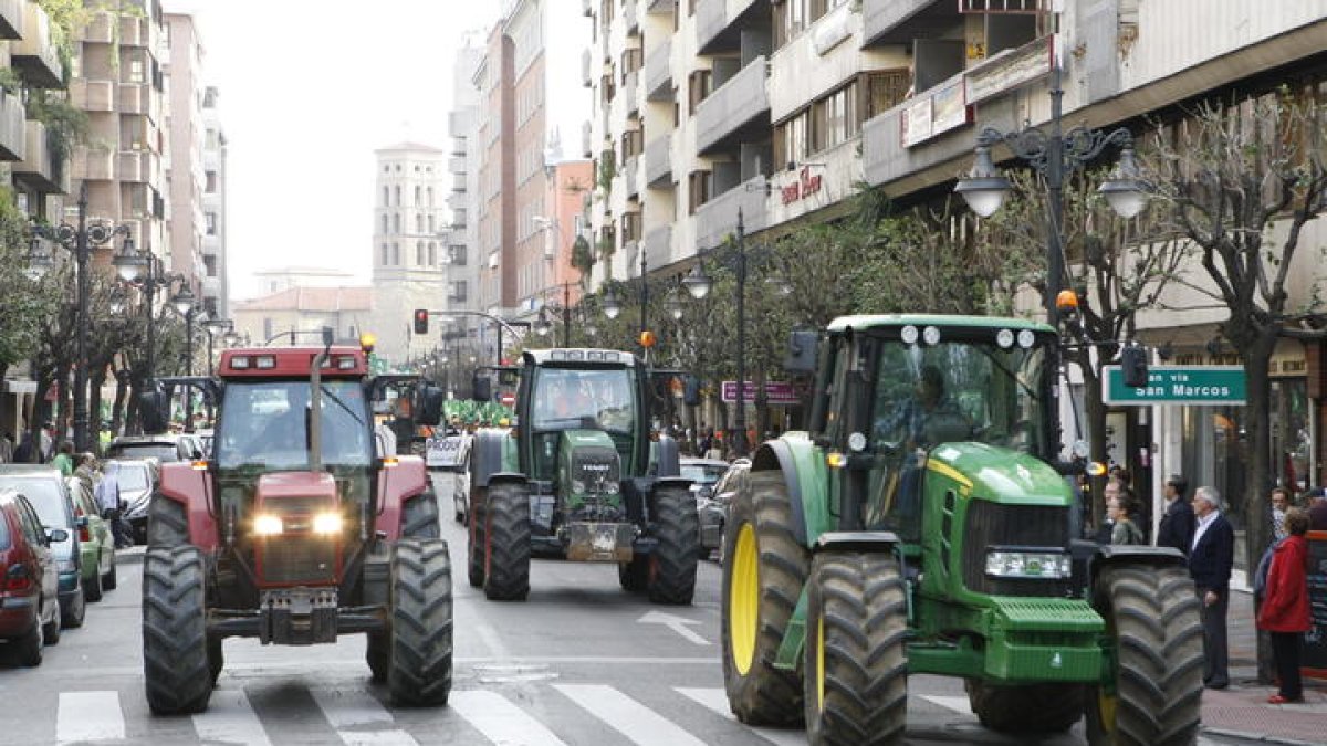 Una de  las tractoradas celebradas en León en protesta por la situación del campo.