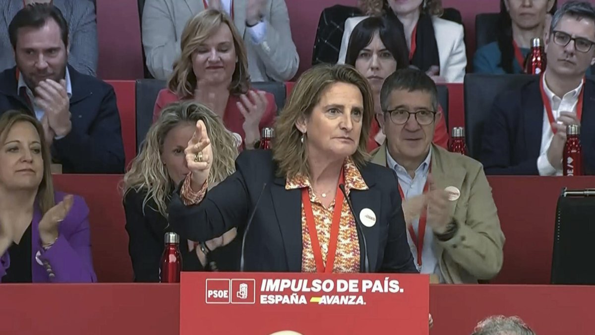 Captura de vídeo de la intervención de la vicepresidenta tercera del Gobierno y ministra de Transición Ecológica y el Reto Demográfico, Teresa Ribera, ante el Comité Federal del PSOE, este sábado en Madrid. EFE/PSOE -SOLO USO EDITORIAL/SOLO DISPONIBLE PARA ILUSTRAR LA NOTICIA QUE ACOMPAÑA (CRÉDITO OBLIGATORIO)-