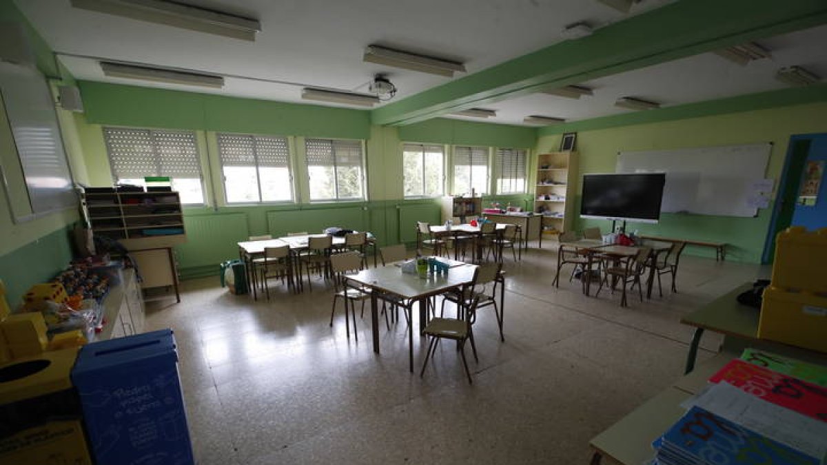 Un aula de un colegio de León.