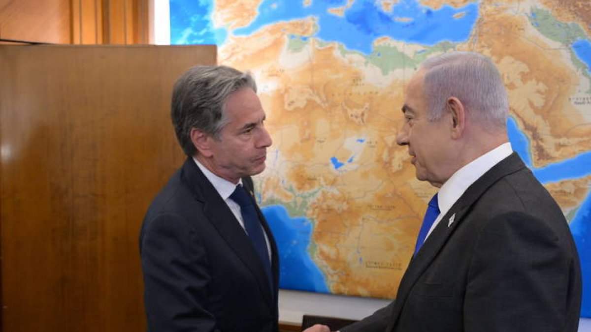 Antony Blinken y Benjamin Netanyahu ayer.