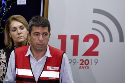 El presidente valenciano, Carlos Mazón, tras la reunión del Cecopi del día 30 de octubre. EFE/Kai Forsterling